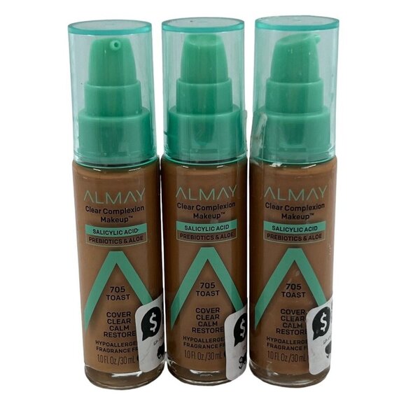 Almay Clear Complexion Make Myself Clear Makeup #705 Toast 3 Pack - Picture 1 of 2